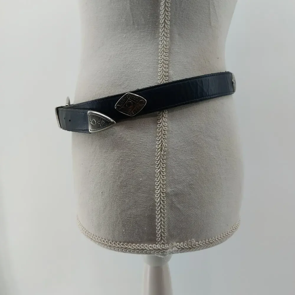Gotcha Covered Navy Blue Concho Belt Vegan Leather Western L